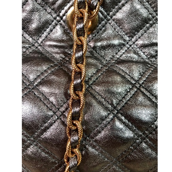 Marc Jacobs Leather Bag Astor metallic silver quilted Dustbag, Key, Cards, ta… - Picture 6 of 13